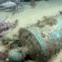 Bronze cannon in situ in Area D, wreck of the first-rate warship HMS Victory. 